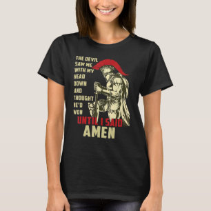 Amen Spartan Warrior tot ik Amen Christelijk zei T-shirt