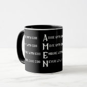AMEN with God Bold Declaration Christelijk Geloof Mok (Voorkant links)