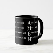AMEN with God Bold Declaration Christelijk Geloof Mok (Voorkant rechts)