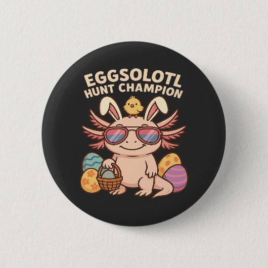 amended): Eggsolotl Hunt Champion – Grappig Schatt Ronde Button 5,7 Cm (Voorkant)
