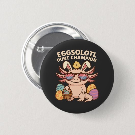 amended): Eggsolotl Hunt Champion – Grappig Schatt Ronde Button 5,7 Cm (Voorkant /achterkant)