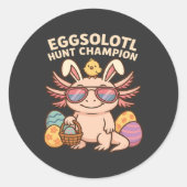 amended): Eggsolotl Hunt Champion – Grappig Schatt Ronde Sticker (Voorkant)