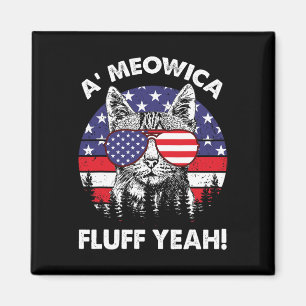 A'meowica Fluff Ja Patriotic American 4th of jul Magneet
