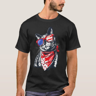 Ameowica Kat Kitten Draagt Zonnebril Amerikaanse V T-shirt
