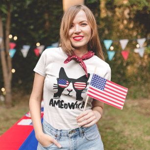 AMEOWICA Patriottische kat T-shirts, Kinder Katten T-shirt