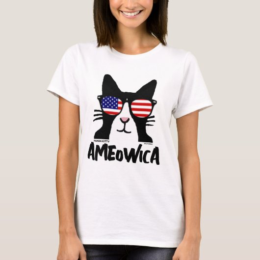 AMEOWICA Patriottische kat T-shirts, Kinder Katten T-shirt (Voorkant)