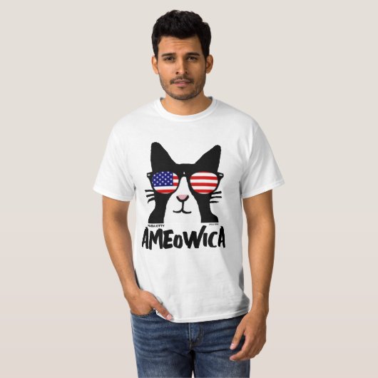 AMEOWICA TUXEDO Kat MANNEN T-shirts, PANDA-KAT T-shirt (Voorkant volledig)