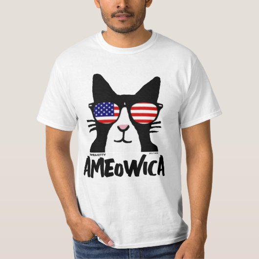 AMEOWICA TUXEDO Kat MANNEN T-shirts, PANDA-KAT T-shirt (Voorkant)