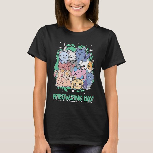 Ameowzing Dag Kat Positieve Quotes Kitten Positiv T-shirt (Voorkant)