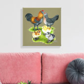 Ameraucana Chicken Family Canvas Afdruk (Insitu (Woonkamer))