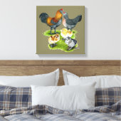 Ameraucana Chicken Family Canvas Afdruk (Insitu (Slaapkamer))
