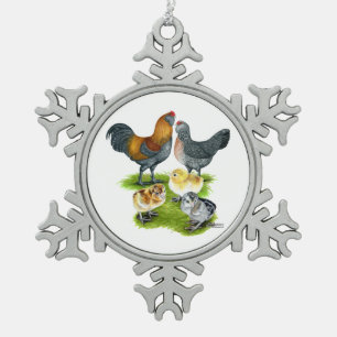 Ameraucana Chicken Family Tin Sneeuwvlok Ornament