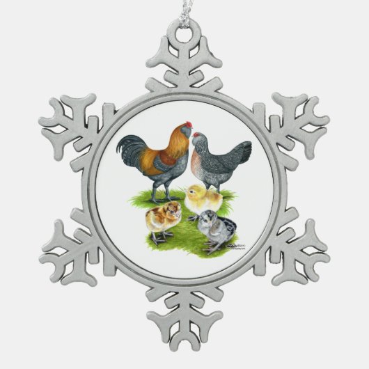 Ameraucana Chicken Family Tin Sneeuwvlok Ornament (Voorkant)