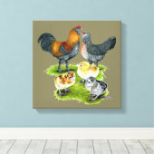 Ameraucana Kippenfamilie Canvas Afdruk (Insitu (Houten vloer))