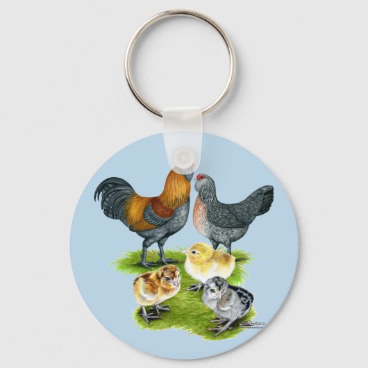 Ameraucana Kippenfamilie Sleutelhanger (Voorkant)