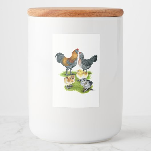 Ameraucana Kippenfamilie Voedselcontainer Etiket (Voorkant)