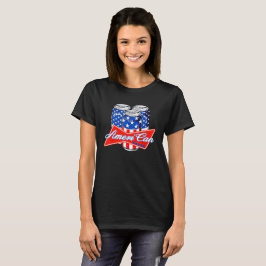 Ameri Can Beer 4th Of July America USA Murica Prou T-shirt (Voorkant volledig)