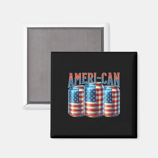 Ameri-can Funny Beer Can Flag Patriotic 4th Of Jul Magneet (Voorkant / Achterkant)