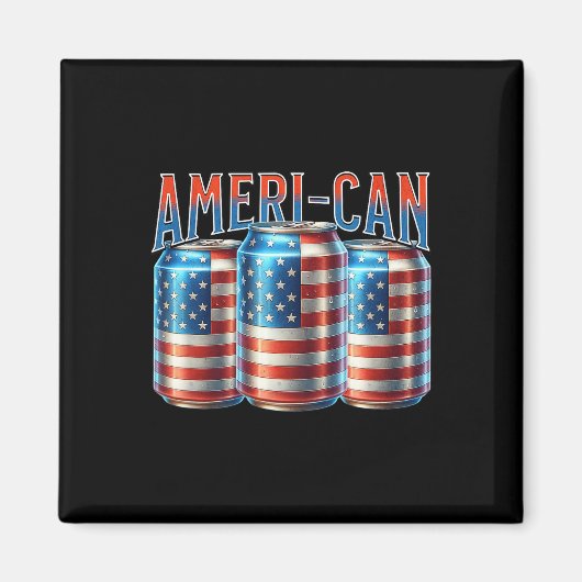 Ameri-can Funny Beer Can Flag Patriotic 4th Of Jul Magneet (Voorkant)