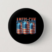 Ameri-can Grappige Bierblikje Vlag Patriottisch 4e Ronde Button 5,7 Cm (Voorkant)