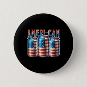 Ameri-can Grappige Bierblikje Vlag Patriottisch 4e Ronde Button 5,7 Cm