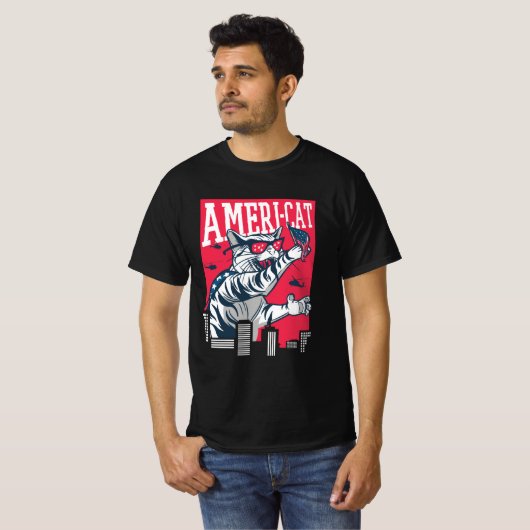 Ameri-cat viert 4 juli, 4 juli t-shirt (Voorkant volledig)