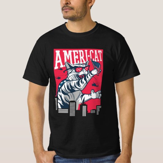 Ameri-cat viert 4 juli, 4 juli t-shirt (Voorkant)