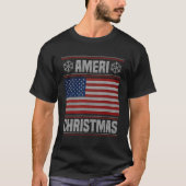 Ameri' Kerst Grappig Amerikaans Kerstvlag cadeau T-shirt (Voorkant)