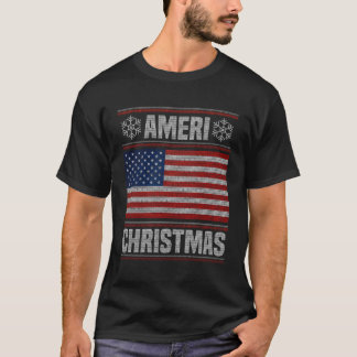 Ameri' Kerst Grappig Amerikaans Kerstvlag cadeau T-shirt