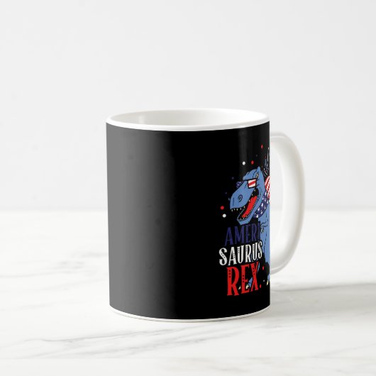Ameri Saurus Rex 4 juli dinosaurus onafhankelijkhe Koffiemok (Voorkant rechts)