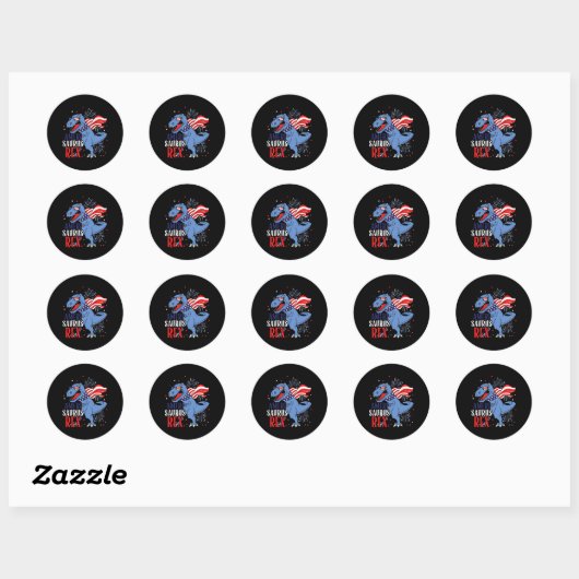 Ameri Saurus Rex 4 juli dinosaurus onafhankelijkhe Ronde Sticker (Vel)