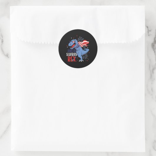 Ameri Saurus Rex 4 juli dinosaurus onafhankelijkhe Ronde Sticker (Tas)
