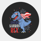 Ameri Saurus Rex 4 juli dinosaurus onafhankelijkhe Ronde Sticker (Voorkant)