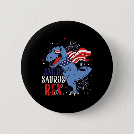 Ameri Saurus Rex op 4 juli: onafhankelijkheid van Ronde Button 5,7 Cm (Voorkant)