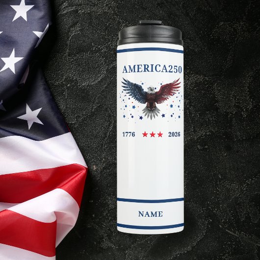 AMERICA250 Celebrating 1776 - 2026 With Name Thermosbeker