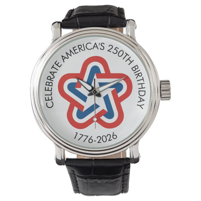 America 250 - 1776-2026  Star Design Horloge (Voorkant)