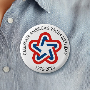 America 250 - 1776-2026 Star Design Ronde Button 5,7 Cm
