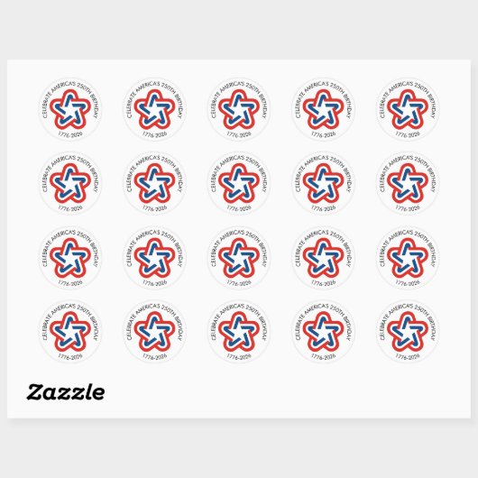 America 250 - 1776-2026  Star Design Ronde Sticker (Vel)