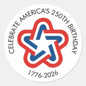 America 250 - 1776-2026  Star Design Ronde Sticker (Voorkant)