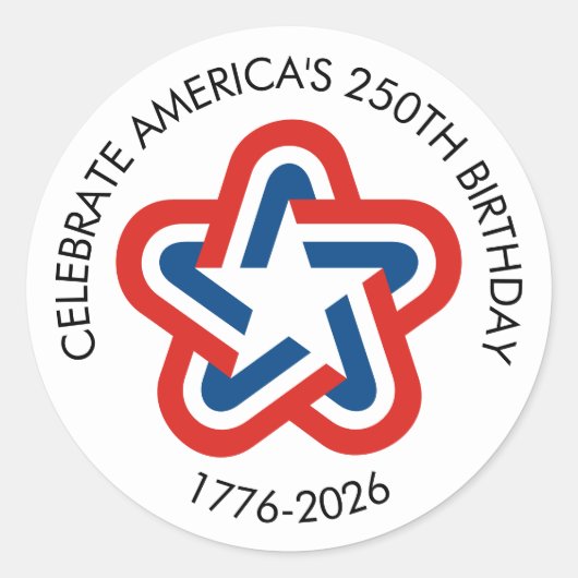 America 250 - 1776-2026  Star Design Ronde Sticker (Voorkant)