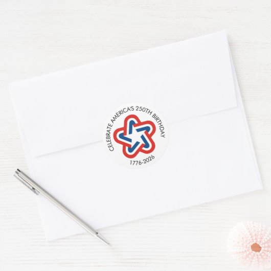 America 250 - 1776-2026  Star Design Ronde Sticker (Envelop)