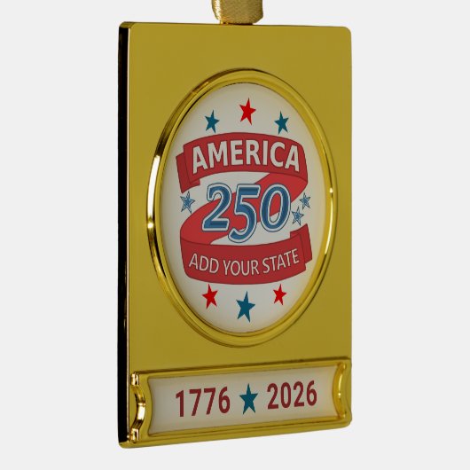 America 250 Add State 1776 2026 Commemorative Verguld Banner Ornament (Rechts)