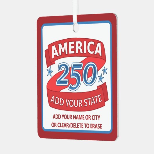 America 250 Add State Anniversary Double Sided Metalen Ornament (Voorkant links)