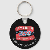 America 250 Add State Create Your Own Patriotic Sleutelhanger (Voorkant)