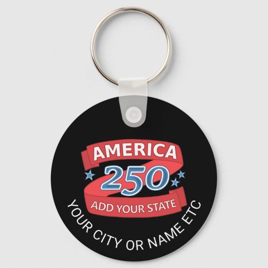 America 250 Add State Create Your Own Patriotic Sleutelhanger (Voorkant)