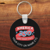 America 250 Add State Create Your Own Patriotic Sleutelhanger (Voorkant)