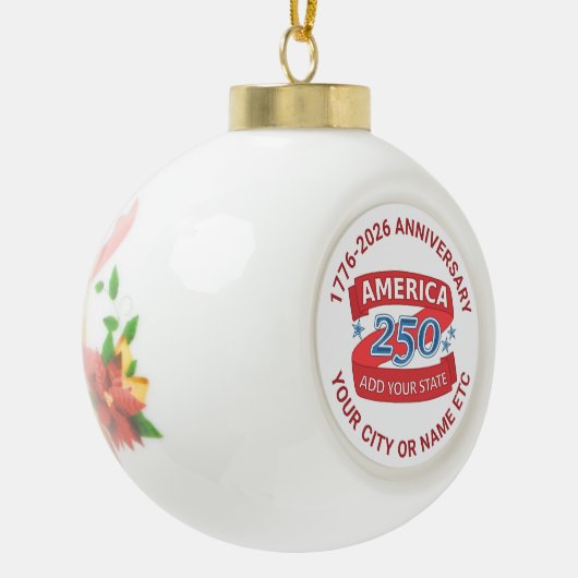America 250 Add State Custom 250th Anniversary Keramische Bal Ornament (Links)