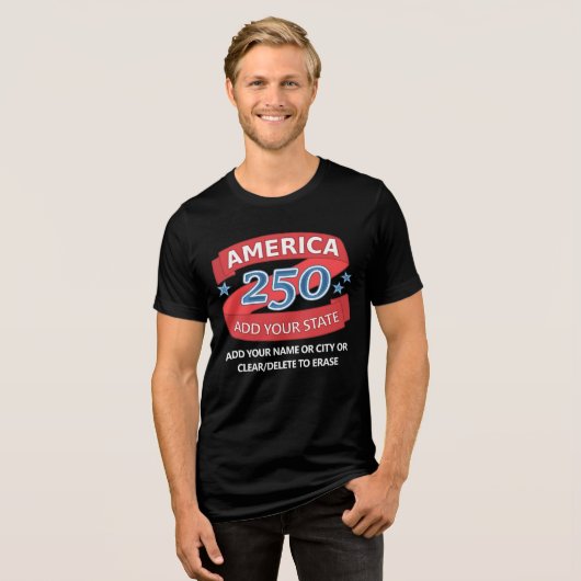 America 250 Add State Patriotic Apparel For Dark Tri-Blend Shirt (Voorkant volledig)