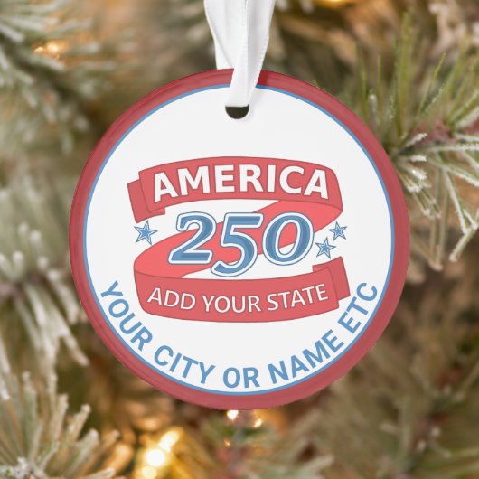 America 250 Add State Patriotic Cool Double Sided Ornament (Boom)