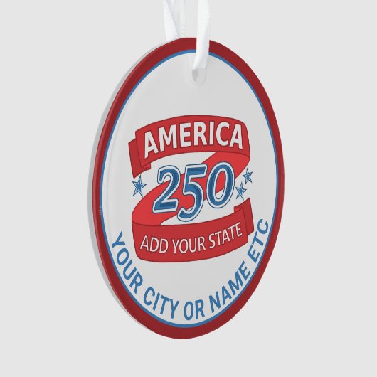 America 250 Add State Patriotic Cool Double Sided Ornament (voorkant)